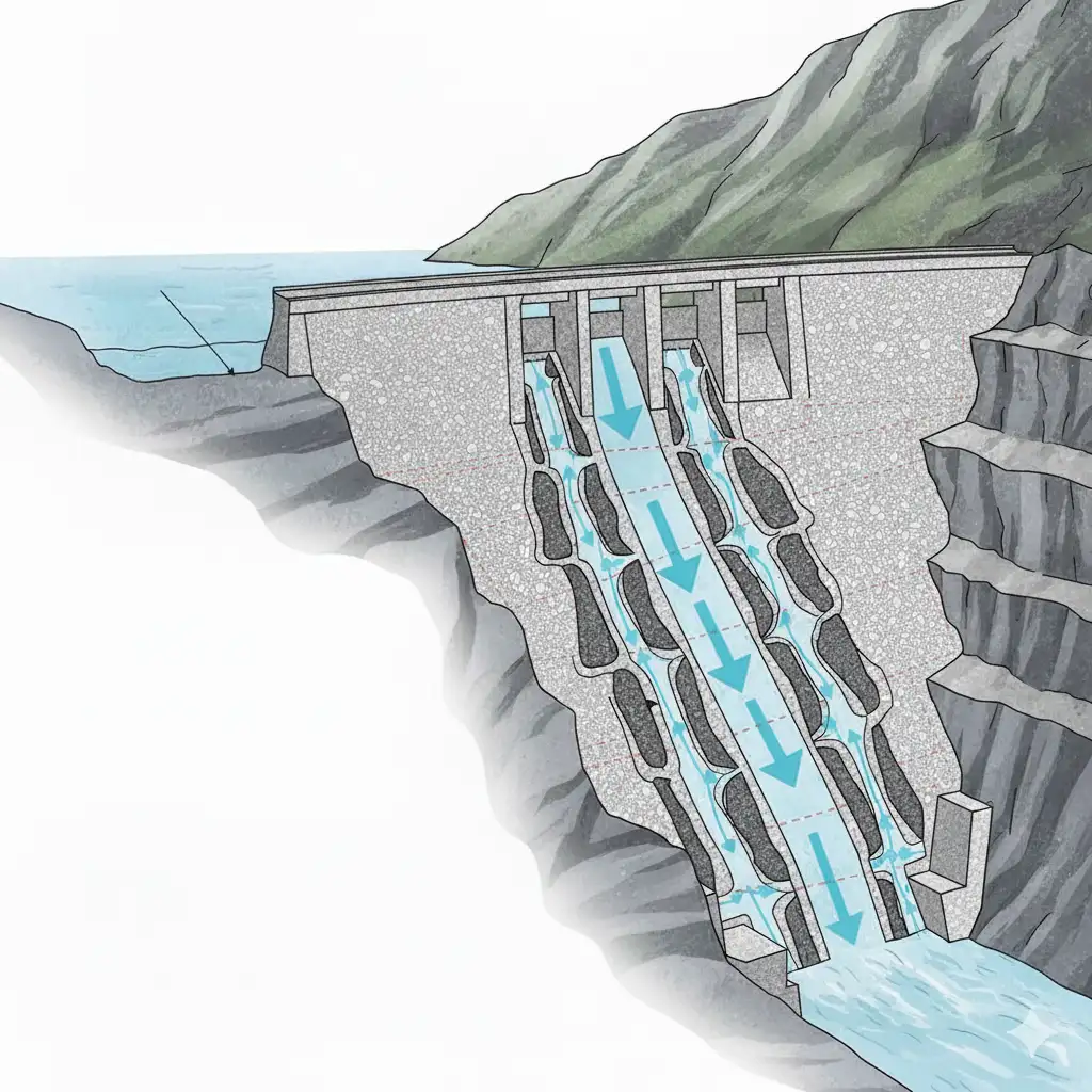 ساخت سد بتنی ثقلی با بتن درشت‌متخلخل