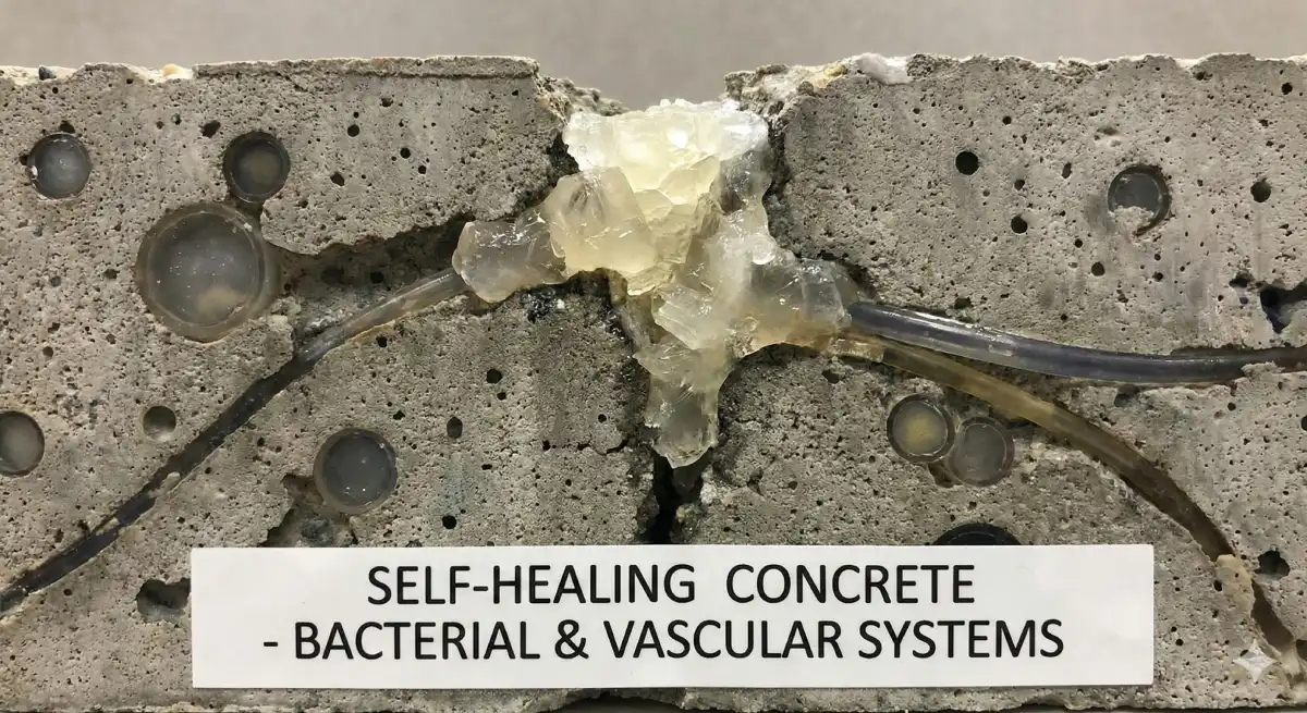 بتن خودترمیم: انواع، مکانیزمها، مزایا و کاربردها (راهنمای جامع) 1 بتن خودترمیم