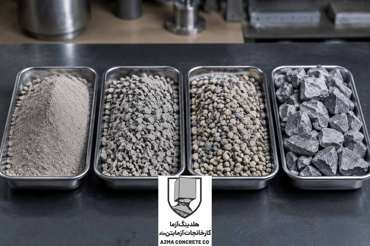 مقایسه ابعاد مختلف دانه بندی سنگدانه در بتن از فیلر تا شن درشت آزما بتن